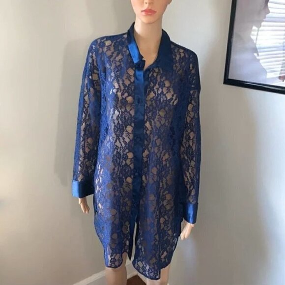 Victoria's Secret Robe M/L Vintage Gold Label Lace Nightgown Retro Collector - Picture 2 of 8